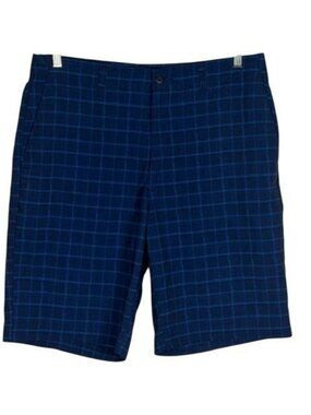 Ben Hogan Mens Blue Windowpane Plaid Golf Shorts Size 34 Stretch Performance